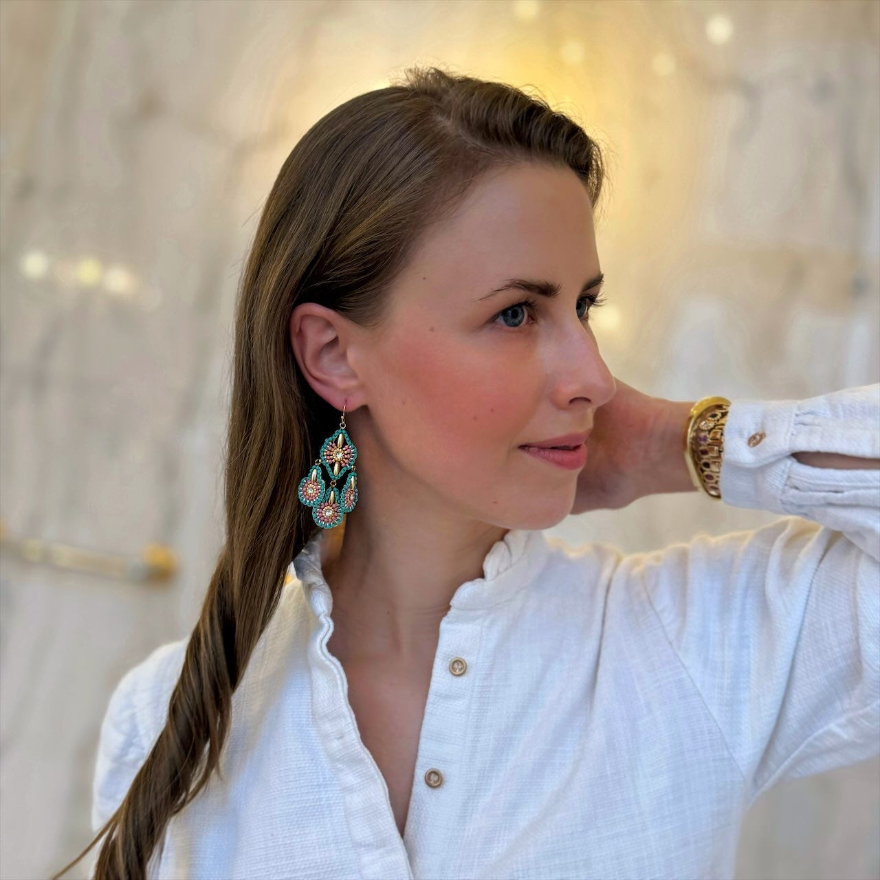 Turquoise Rosé Drops Ohrringe SALE