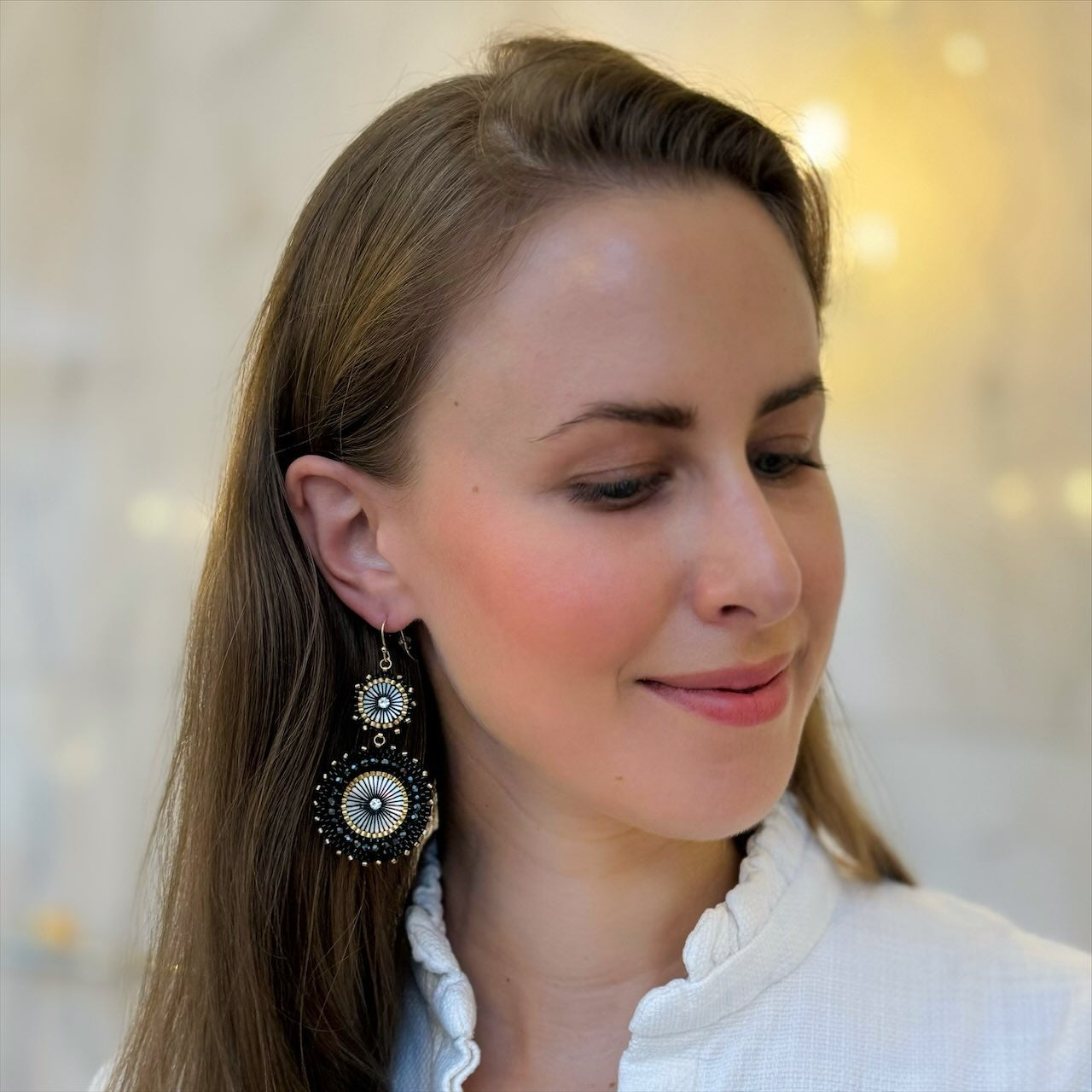 Double Circle Black Ohrringe SALE