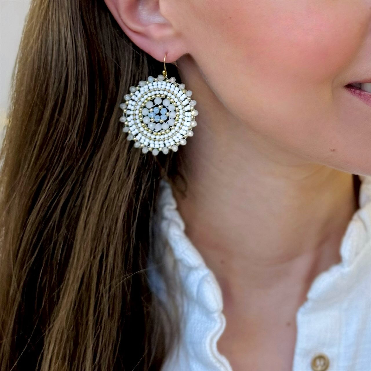 Round White Ohrringe SALE