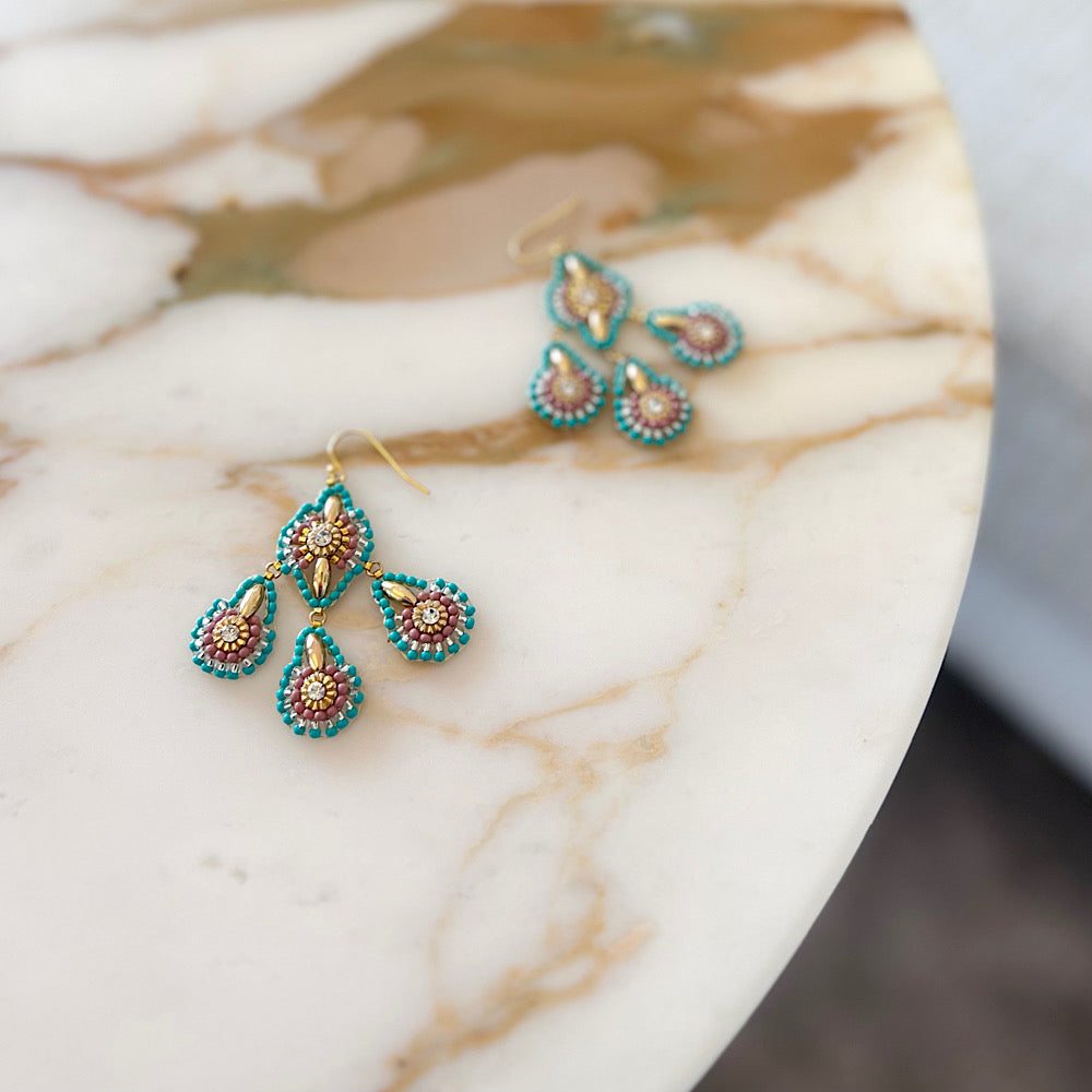 Turquoise Rosé Drops Ohrringe SALE
