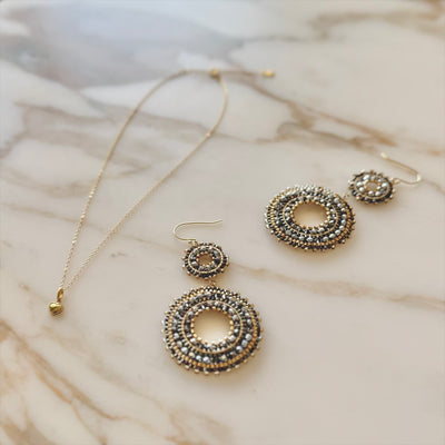 Double Circle Grey/Gold Ohrringe SALE