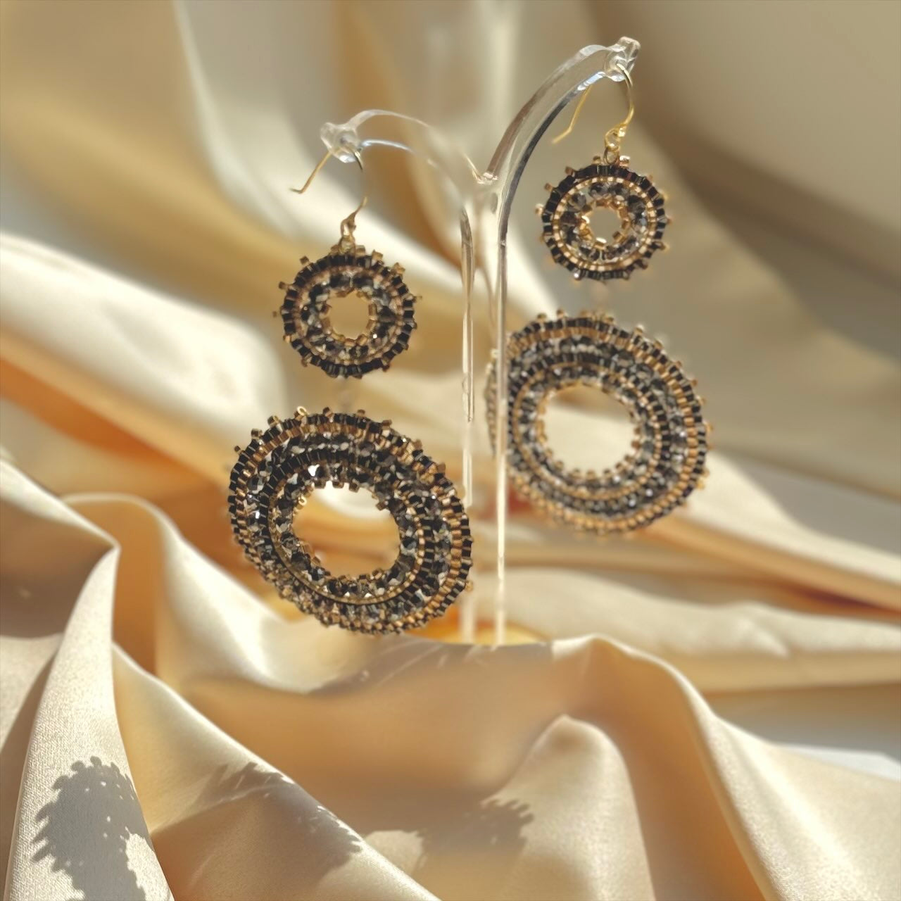 Double Circle Grey/Gold Ohrringe SALE