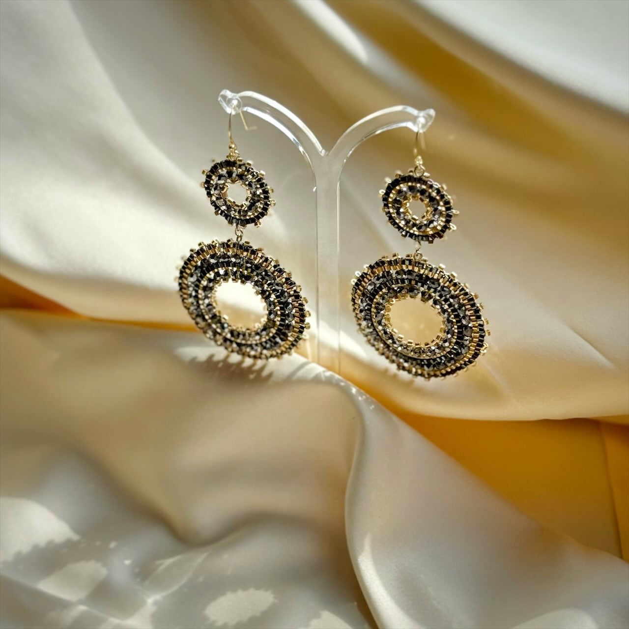 Double Circle Grey/Gold Ohrringe SALE