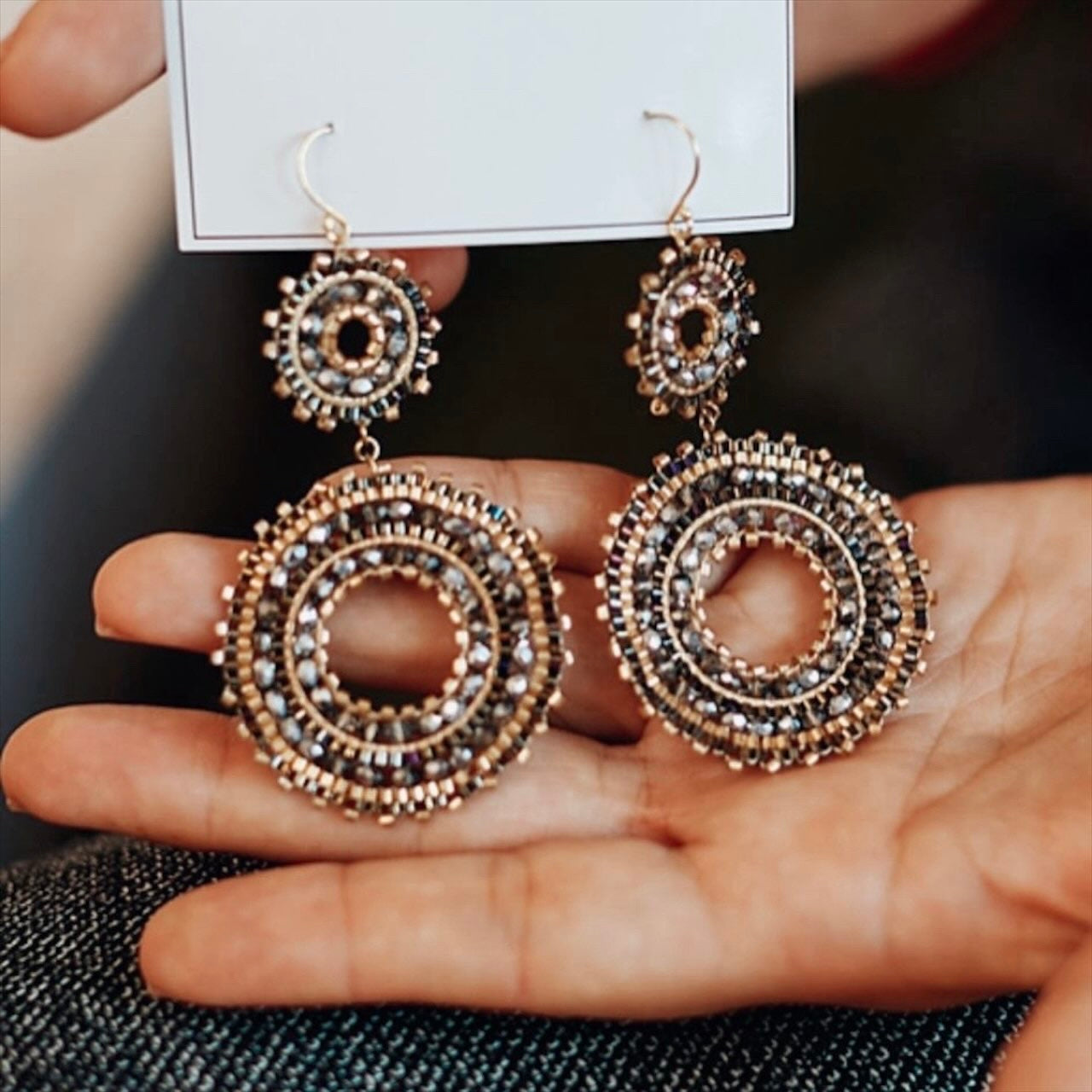 Double Circle Grey/Gold Ohrringe SALE
