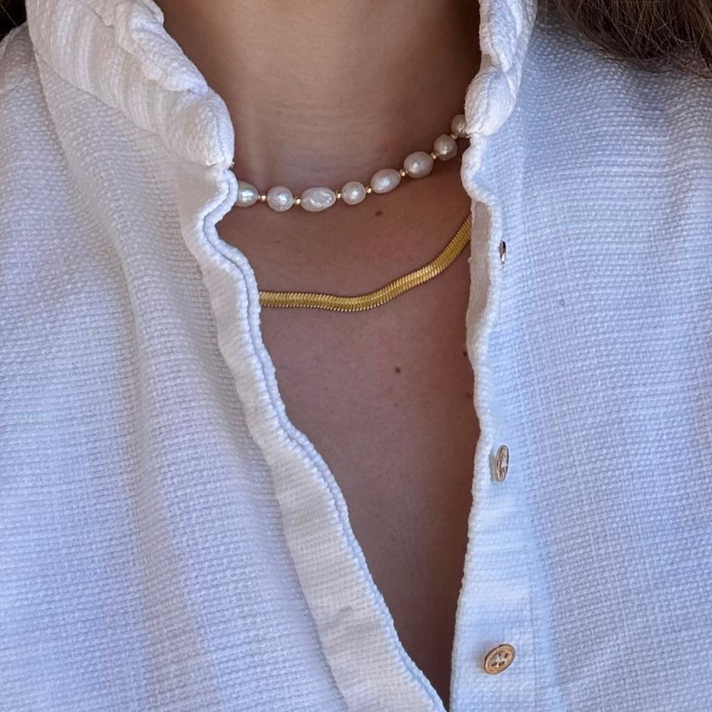 Gold and Pearl Kette UNIKAT