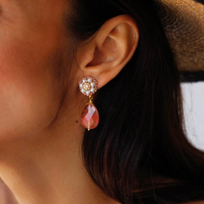 Peach Spark statement earrings