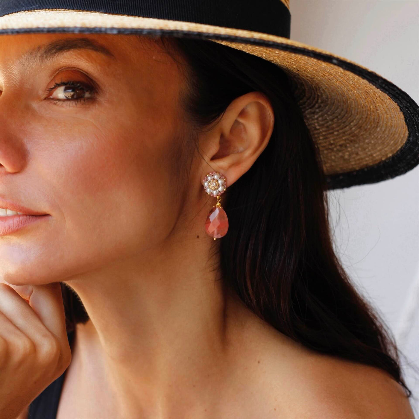 Peach Spark statement earrings