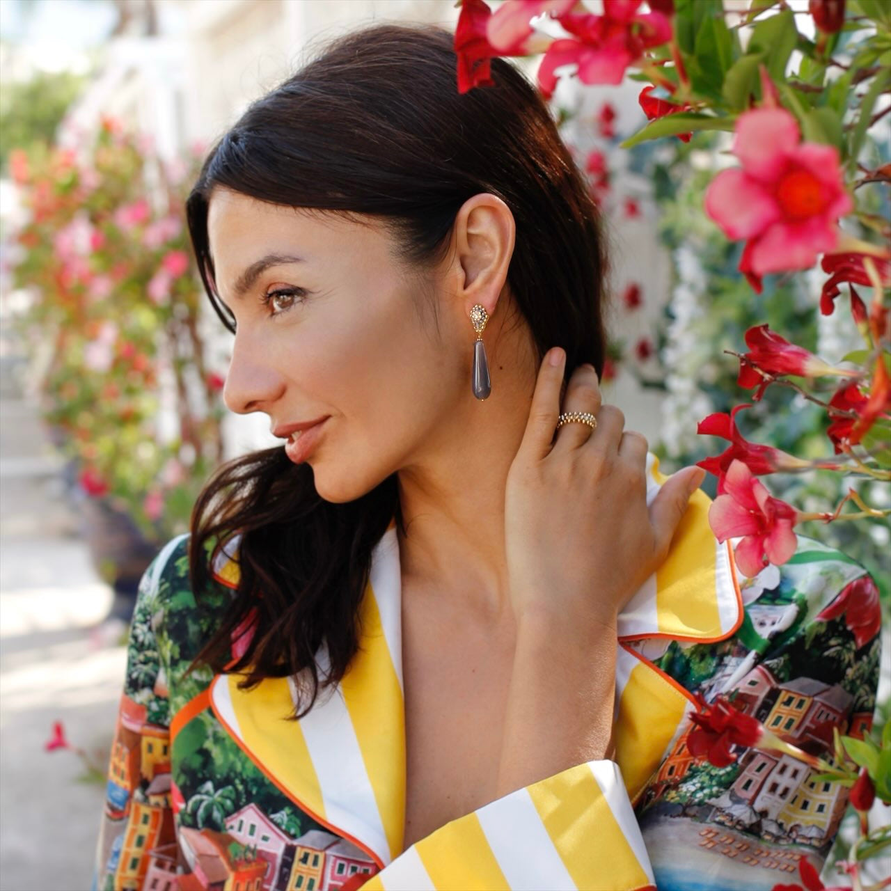 Stone Beach statement earrings
