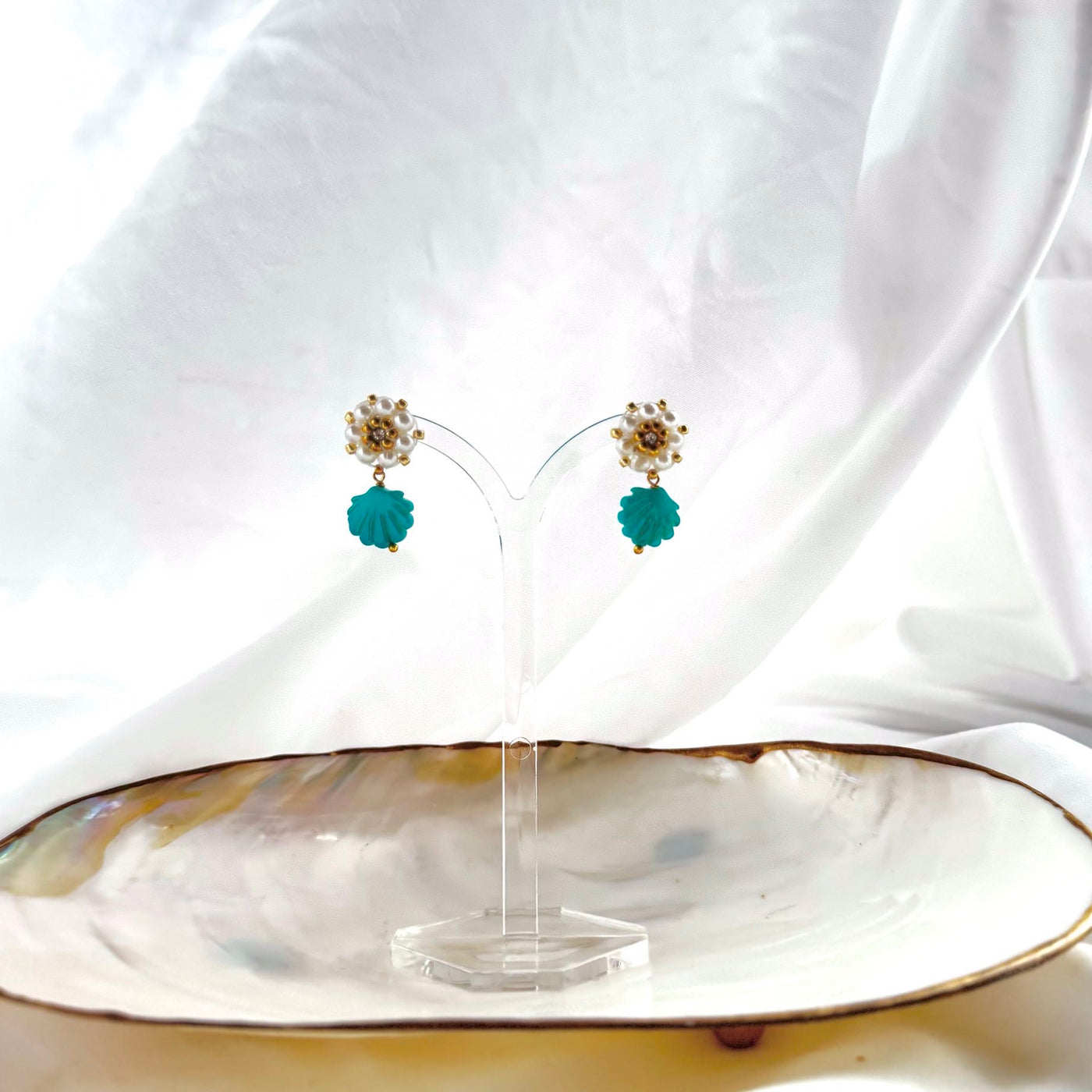 Turquoise Shell Earrings SALE -63%