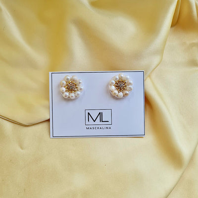 Joliette Gold White Earstuds