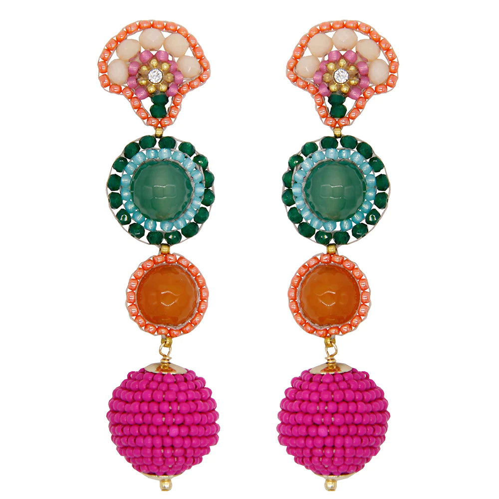 Bohemian boho style colourful earrings with real stones.