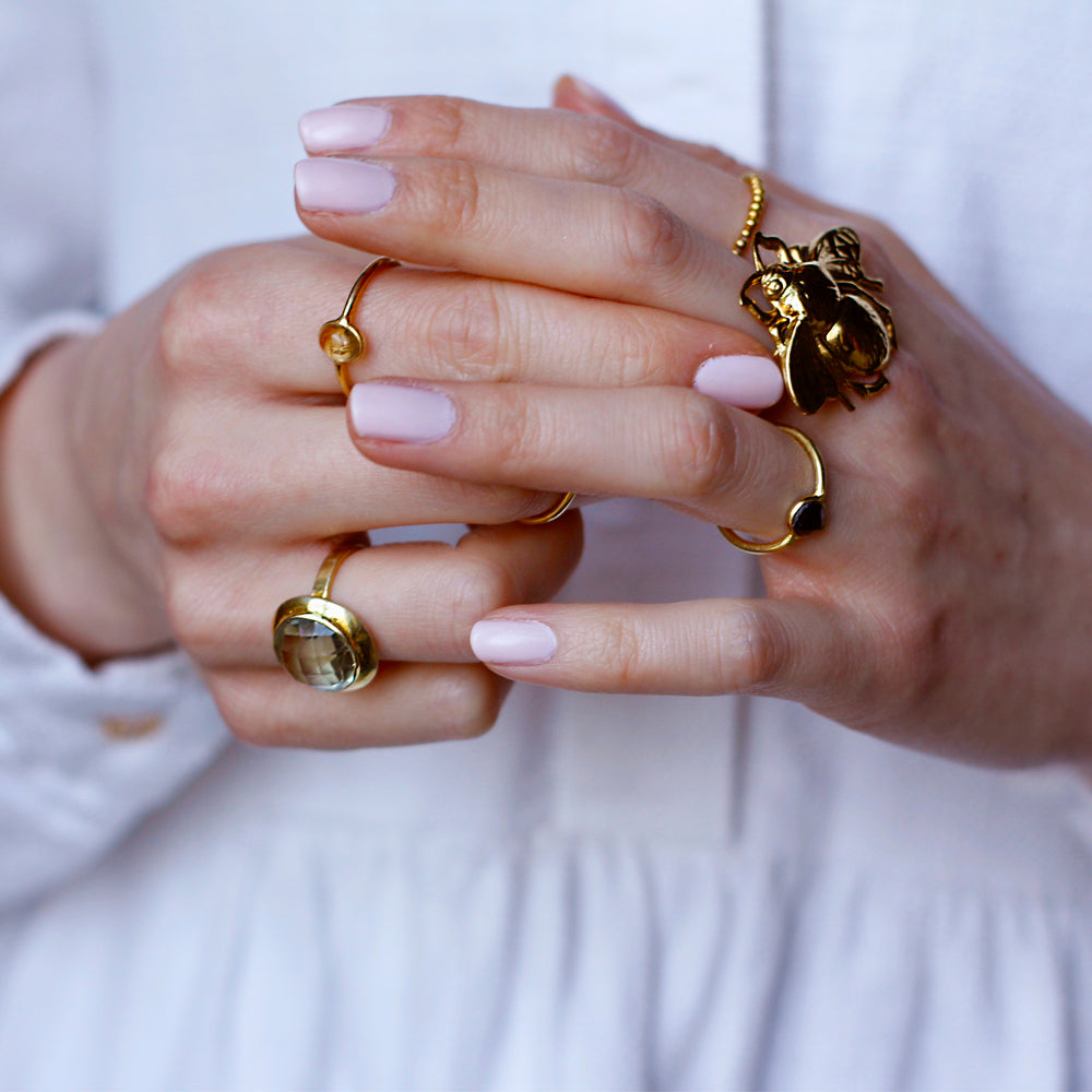 natural gemstone ring golden