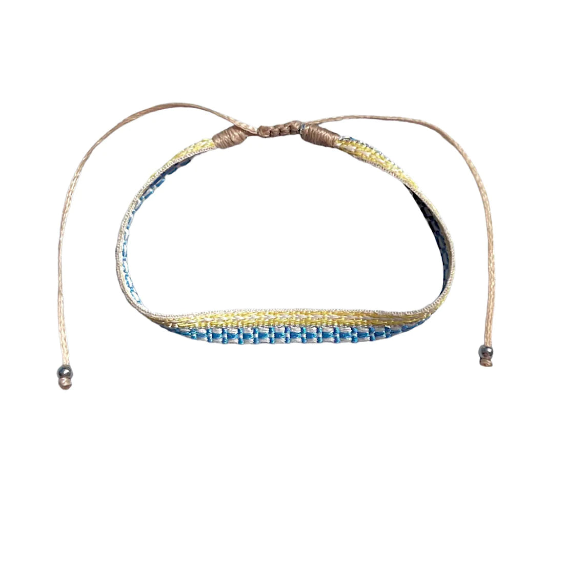 One fabric strand of a bracelet set. 