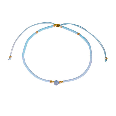 light blue adjustable pearl bracelet from natural stones