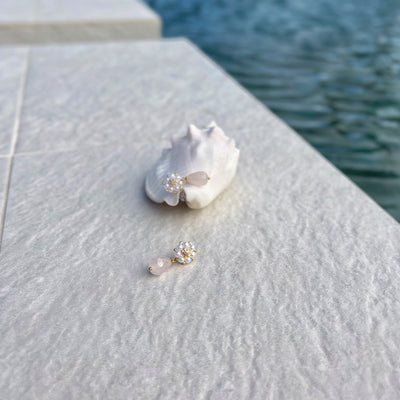 light pink drop earrings from natural rosequarz gemstone