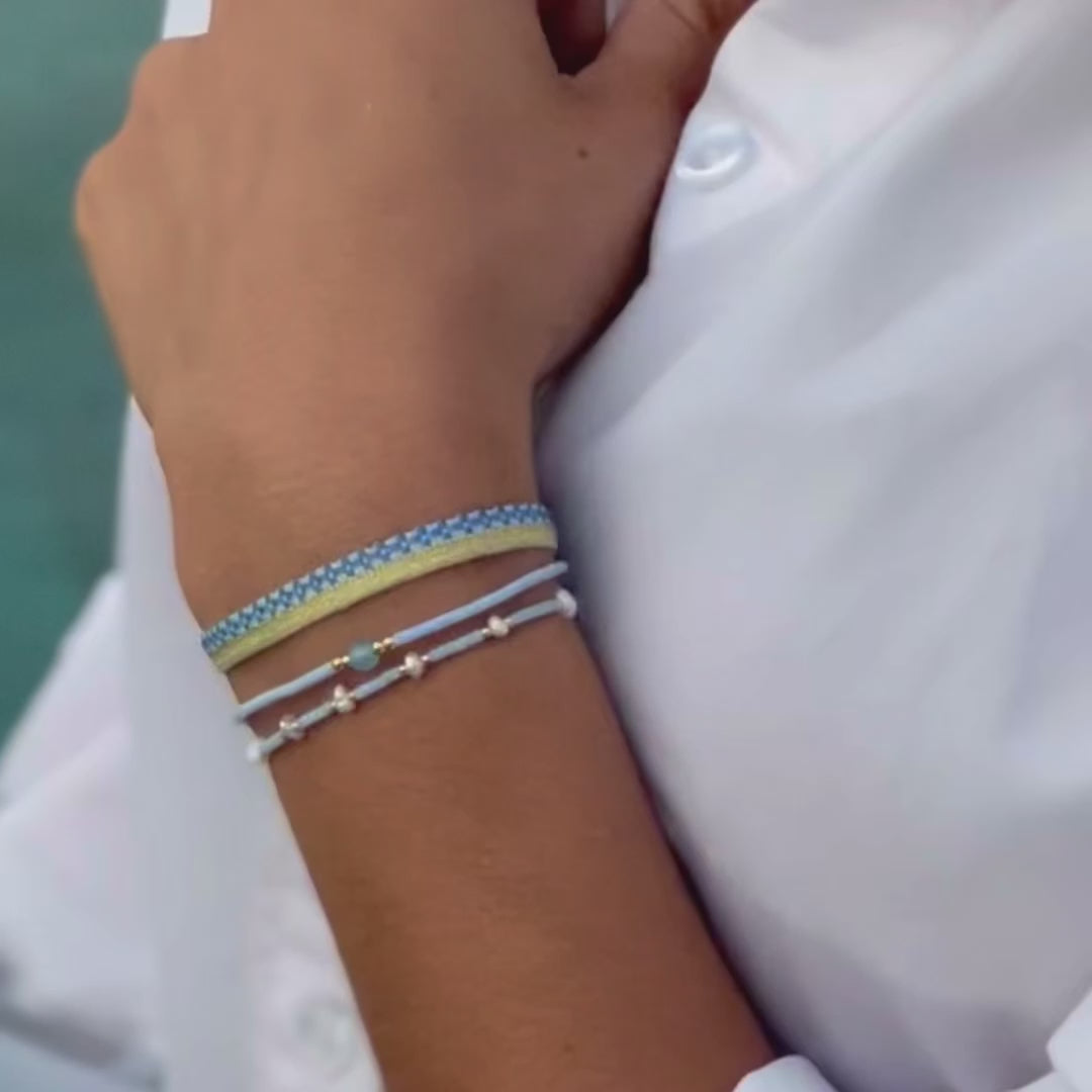 light blue bracelet set from natural stones