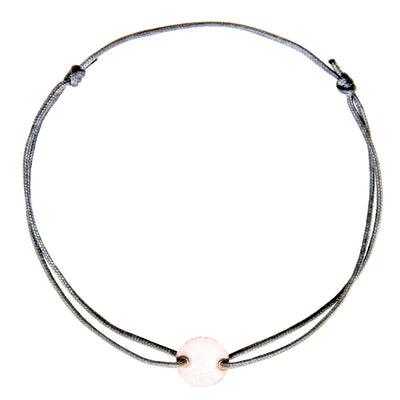 grey nylon thread bracelet with round rosegold pendant