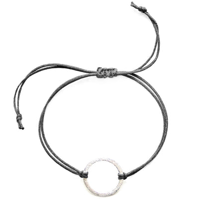 grey nylon thread bracelet with silver ring pendant
