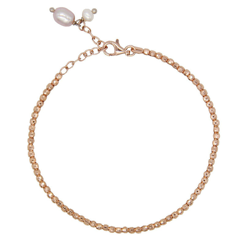 rosegold bracelet with white and light pink freshwater pearl pendant