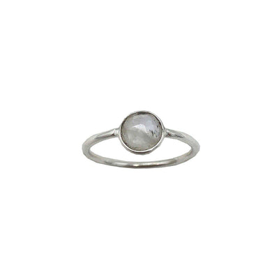sterling silver ring with white round labradorite gemstone