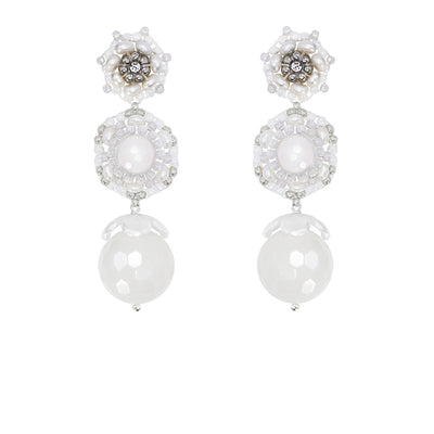 white wedding statement earrings with agate stone