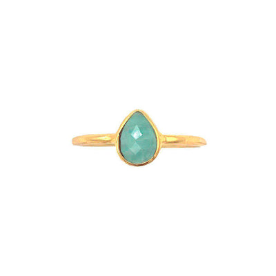 gold plated ring with turquoise teardrop shape amazonite gemstone