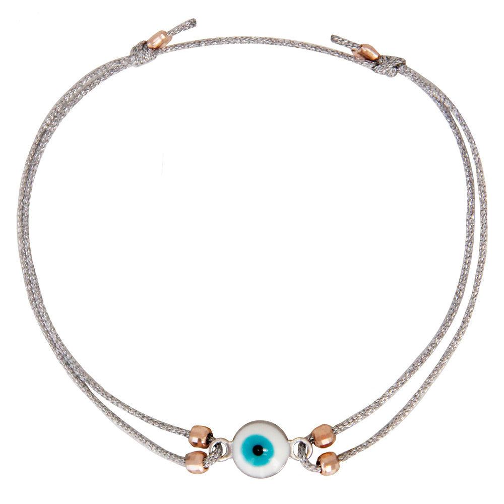  light grey glittery nylon bracelet with emaille pendant 