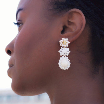 white statement pearl earrings for weddings